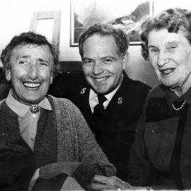 Salvation Army's Norman Kirk Home; Lioness Club presents 12 knitted-and-sewn blankets to residents.