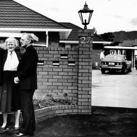 Pensioner flats, 27 Gibbons Street, opened; resident Mrs Corbett with Cardinal Thomas Williams.