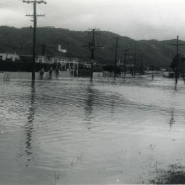 Flood, 1963; view from outside Upper Hutt College.