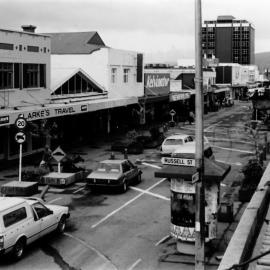 Main Street; pedestrian precinct opened to traffic; seen from veranda opposite Russell Street.