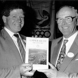 Mayor Rex Kirton with Jack Kelleher, author of 'Upper Hutt - The History'.