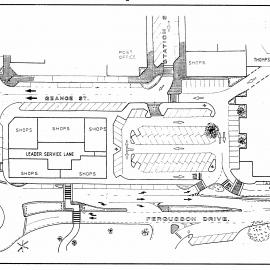 Traffic management 1992; Geange Street and Fergusson Drive; extension of Woolworths car park.