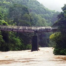 Akatarawa bridge 2 2, leading to Bridge Road; partial collapse.