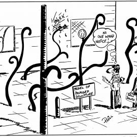 Russell Street; proposed artwork; Phill Mudgway cartoon; cellphone tower site?