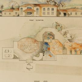 Kaitoke Country Gardens proposal; front  elevation and ground-floor plan.