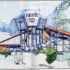 Civic Centre; indoor pool proposal 1; view from the north-west.