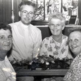 St Hilda's Anglican Church; Floral Art Club display preparations group.