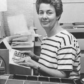 Totalisator Agency Board; Dawn Woodhouse at a betting machine.