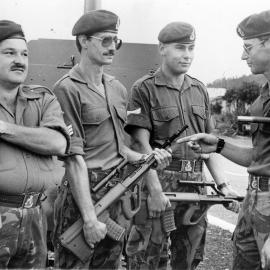 Army; drill positions adopted for the Steyr AUG 5.56-mm rifles.