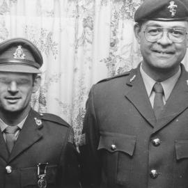 Army; Warrant Officer Michael Bade and Staff Sergeant Iraia Te Whaiti with Long Service and Good Conduct Medals.