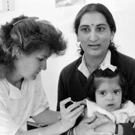 Hepatitis B vaccination; public health nurse Lindie Hunt, Mrs Asha Gandhi and Meera.