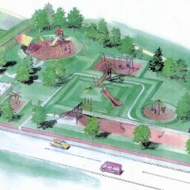 Maidstone Park; western end; proposed playground facilities; aerial view; original image.