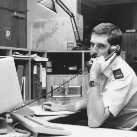 Police; watchhouse keeper Constable Peter Whiteman at a new control centre.