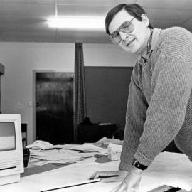 John Harrhy, naval architect, designing Police launch to replace the Lady Elizabeth II, which sank in 1986.