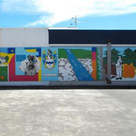 Main Street, south side; No.  48; murals on the east wall 1.