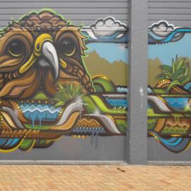 Main Street, north side; No. 137; mural in centre walk 2.
