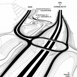 Haywards intersection, State Highways 2 and 58; proposed two-level interchange, 1999.