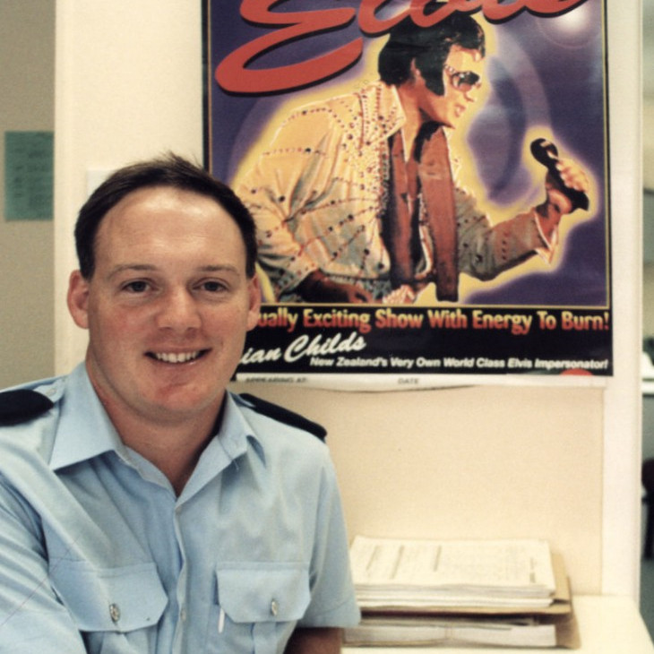 Childs, Brian; policeman and Elvis Presley impersonator.