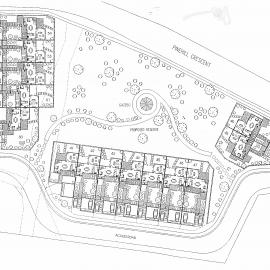 Pinehill development; former prison staff village site; terrace-housing area plan.