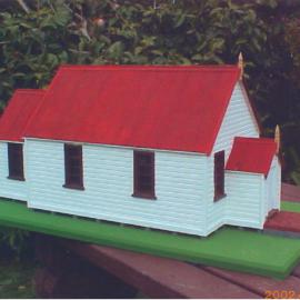 Scale model building; Wallaceville Church view 1; exterior.