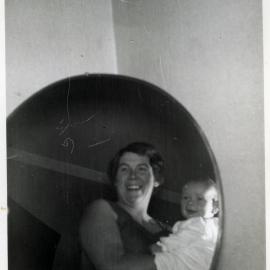 Harris family; Beryl Harris with her son, 7-month-old David, Mangaroa, 1960
