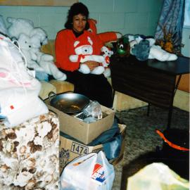 Women's Refuge; awareness co-ordinator Fay Giles with donations from Latter Day Saints.