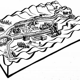 Upper valley; sketch aeral view, looking north.
