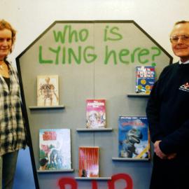Library; Creation Science Foundation presentation; Heather Turnbull, and city librarian David Lee-Smith.