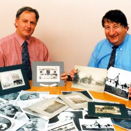 Clark's Accountancy 50th-anniversary exhibition; Rod Evans, of Colorpace, and Bob Clark.