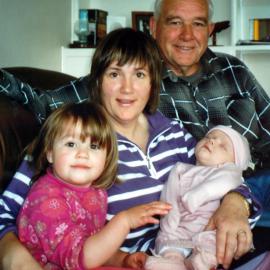 Jane Scobie and family; father Russell Scobie; Ella, 2; Erin, 8 weeks old.