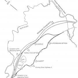 Kaitoke; State Highway 2; alternative improvements map.