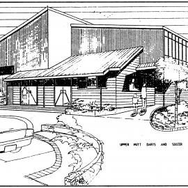Darts and Soccer Associations' clubrooms, Awakairangi Park; architect's drawing.