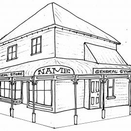 Jina' Fruit Mart building; proposed alterations for historic village project.