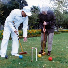 Croquet club reborn; Waimarie's Rowe Dawson and Upper Hutt novice Mrs Gollop.