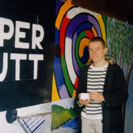 Upper Hutt railway station 1993; subway; mural painter Simon Eldershaw, 14.