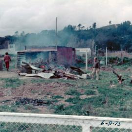 Ōrongomai Marae 1975 photo 4; Lucky Renata and George Hipango clearing the section.