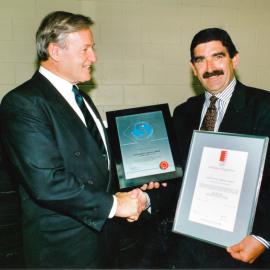 South Pacific Tyres factory quality standards; Prime Minister Jim Bolger, chief executive Lohn Gurrieri.