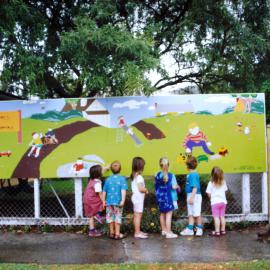 Stepping Stones childcare centre, 29 Seddon Street; mural by Jason Yuile (right).