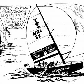America's Cup won by New Zealand; Phill Mudgway cartoon.