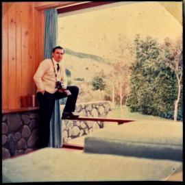 Revelle Jackson at lounge window 1960s