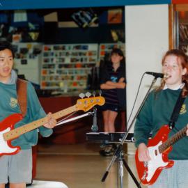St Joseph's School's first rock band 'About Time'; Tu Nguyen, Krysta Hall, first appearance.