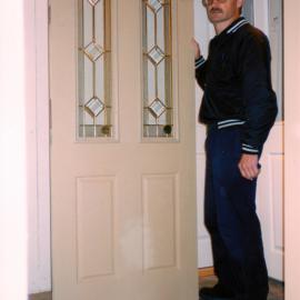 Upper Hutt Doors and Mouldings, 6 Goodshed Road; Paul Keating with fibreglass door.