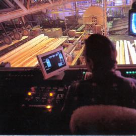 Timber indiustry; WPI Sawmilling, Park Street; sawmill, from the control room