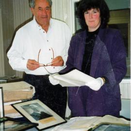 Library; Hazelwoods archives presented by Colin Gibbs to archivist Nicola Frean
