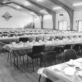 Ōrongomai Marae 1989; whare whakairo dedication day; dining hall.
