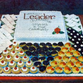 Upper Hutt Leader 50th jubilee; cake and goodies from Buttercup Bakery