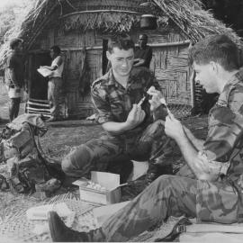 Army; exercise Vanmed89, against yaws in Vanuatu; Private Wayne Jones, craftsman Tig Williams.
