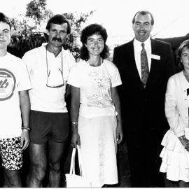 Fraser family at Expo 88; Mrs Fraser, millionth visitor; with husband Ian's namesake, the  New Zealand Commissioner-General.
