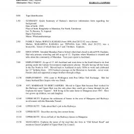 Hariata Jaspers oral history interview abstract