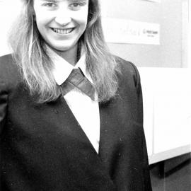 Caroline Butler modelling TrustBank's new uniform.